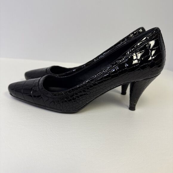 PRADA Cocco Lux Print Black Croco Embossed Leather Pumps EU 35.5 US 5.5 - Picture 4 of 16